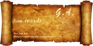 Gam Anikó névjegykártya